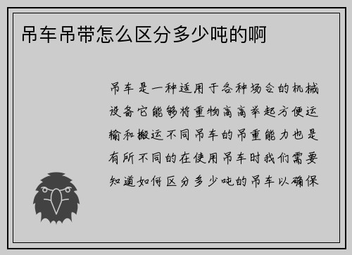 吊车吊带怎么区分多少吨的啊