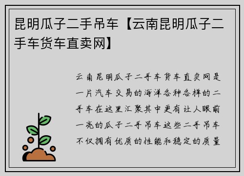 昆明瓜子二手吊车【云南昆明瓜子二手车货车直卖网】